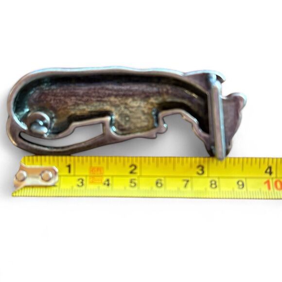 VINTAGE Woman's LEOPARD Belt Buckle Brass Gold Tone w/ RHINESTONE 3.5" - Picture 4 of 6